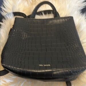 Ted Baker Black Croc-Embossed Backpack